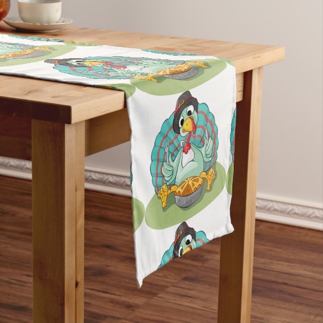 Whimsical Thanksgiving Turky Art Playful Gobble Medium Table Runner (In Situ)