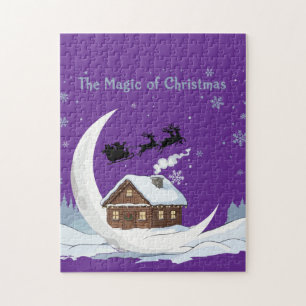 Whimsical "The Magic of Christmas" Santa Sleigh  Jigsaw Puzzle