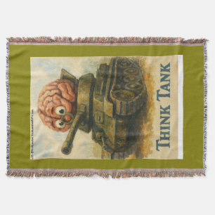 Whimsical Think Tank Cartoon Design Throw Blanket