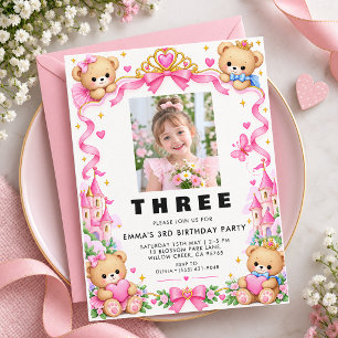 Whimsical Third Birthday Invitation with Photo