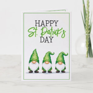 Whimsical Three Green Gnomes St Patrick's Day Card