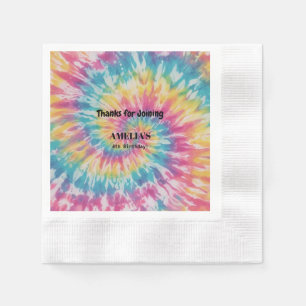 Whimsical Tie Dye Rainbow Happy Birthday Paper Napkin