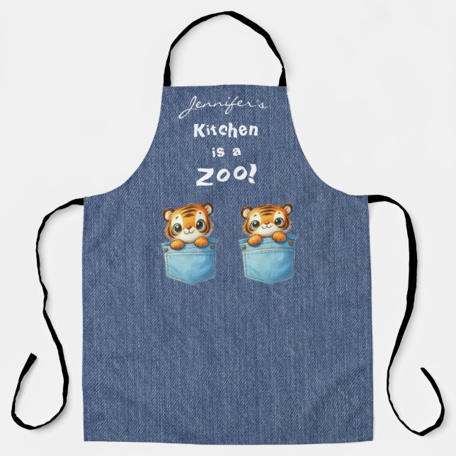 Whimsical Tiger All-Over Print Apron (Front)