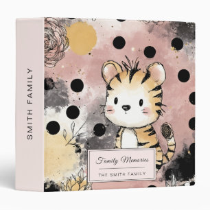 Whimsical Tiger Floral Watercolor Art Binder