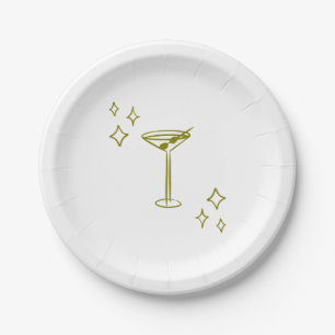 Whimsical Tini Bit Older Martini Birthday Paper Plate