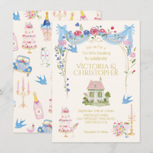 Whimsical Tini little Wedding cottage Invitation
