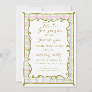 Whimsical Tis the season to say thank you Holiday  Invitation