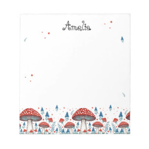 Whimsical Toadstool Personalized Notepad