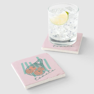 Whimsical Tomatos Italy Farmers Market Stone Coaster
