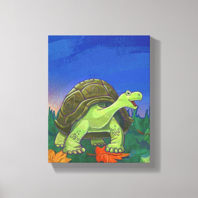 Whimsical Tortoise Art Canvas Print (Front)