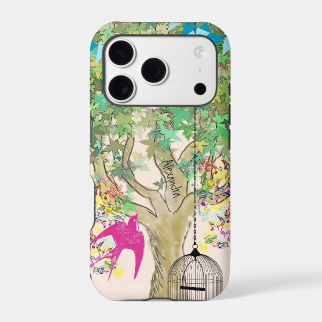 Whimsical Tree Birdcage Bright Colour Musical Note (Back)