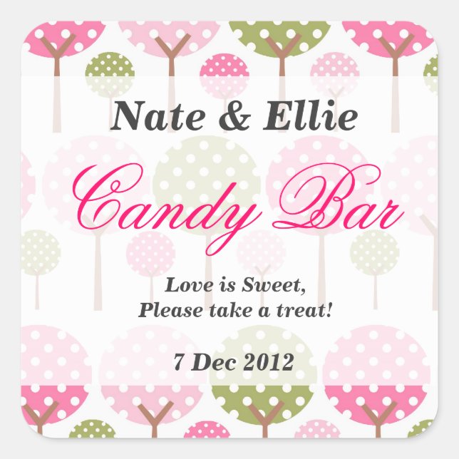 Whimsical Tree Candy Bar Sticker (Front)