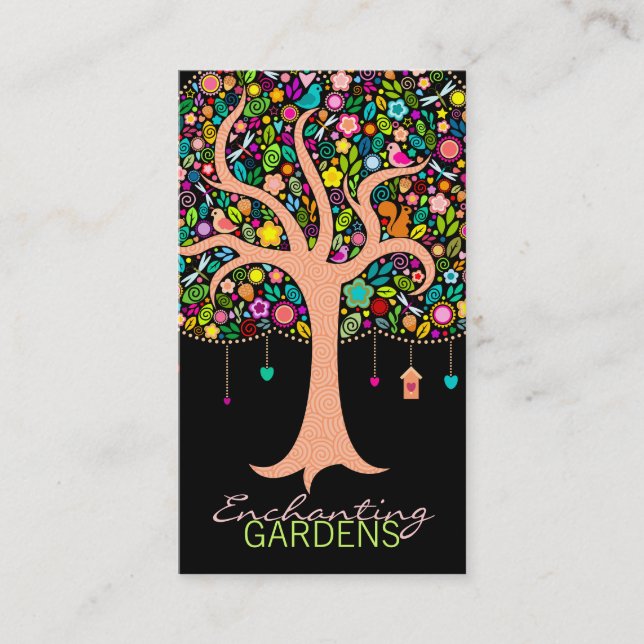 Whimsical Tree - Custom (Vertical) Business Cards (Front)