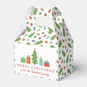 Whimsical Tree & Gifts Merry Christmas Favor Box