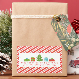 Whimsical Tree & Gifts Merry Christmas From Sticker