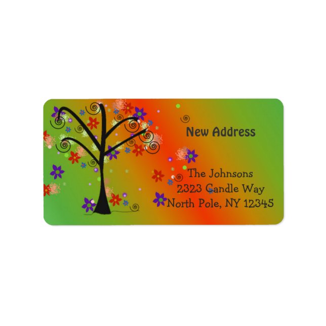 Whimsical Tree New Address Label (Front)