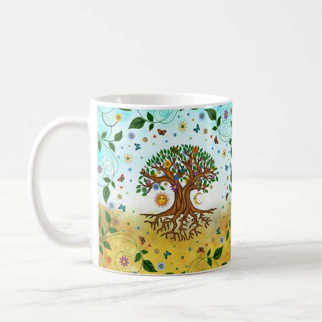 Whimsical Tree of Life - Yggdrasil Coffee Mug (Left)
