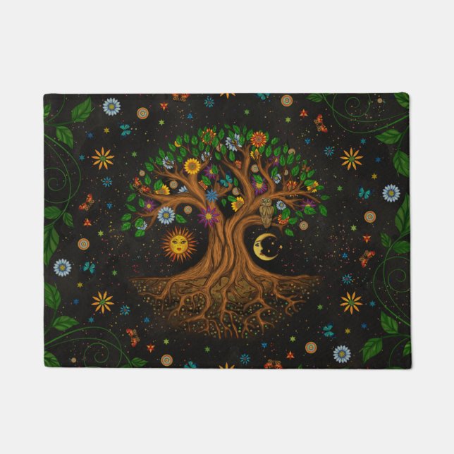 Whimsical Tree of Life - Yggdrasil Doormat (Front)
