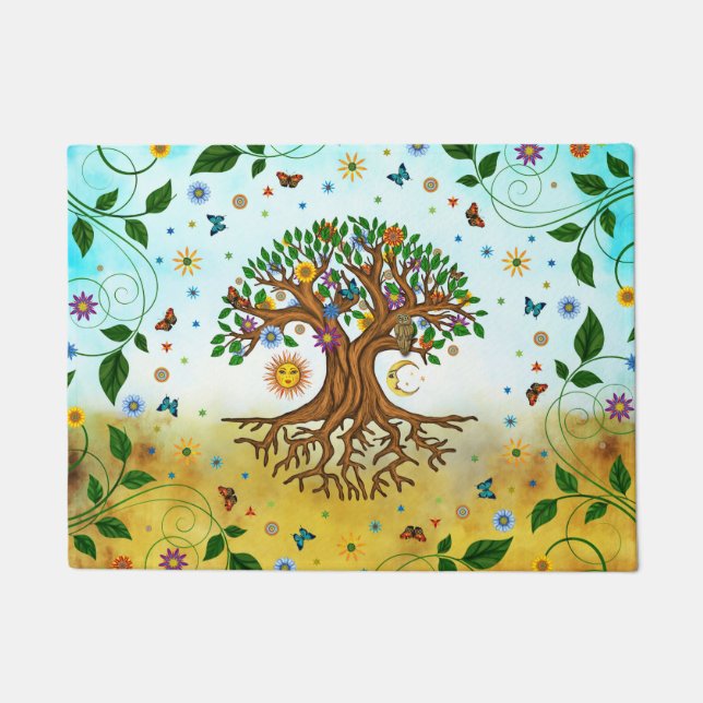 Whimsical Tree of Life - Yggdrasil Doormat (Front)