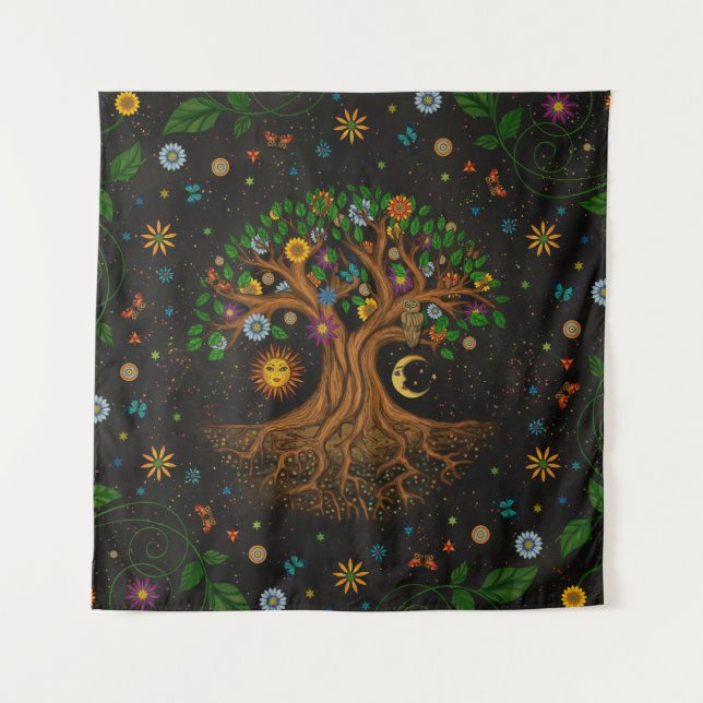 Whimsical Tree of Life - Yggdrasil Tapestry (Front)