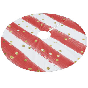 Whimsical Tree Skirt - Red Stripes & Gold Accents!