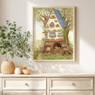 Whimsical Treehouse Storybook kids Poster