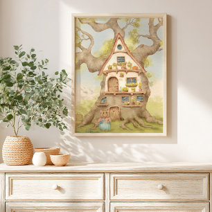 Whimsical Treehouse Storybook kids Poster