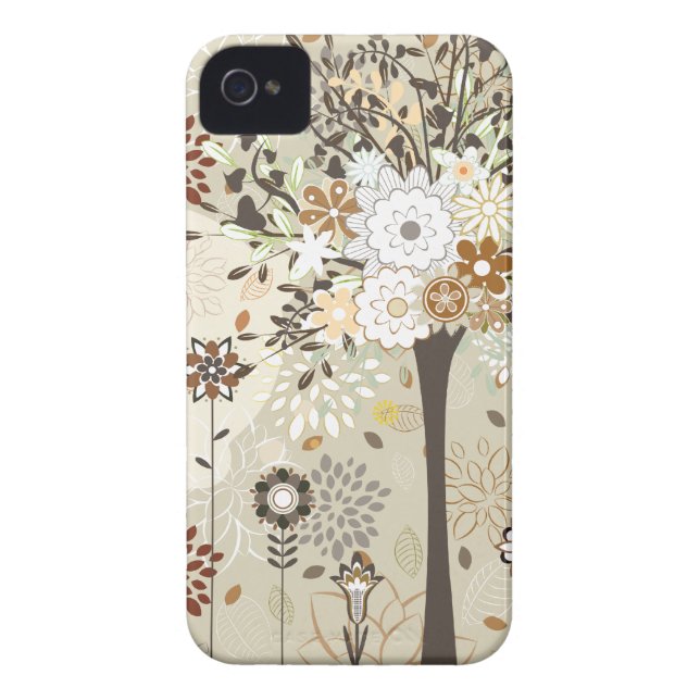 Whimsical trees and flowers iphone 4 case (Back)