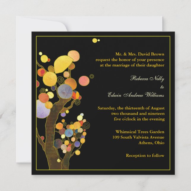 Whimsical Trees Casual Outdoor Wedding Invitation (Front)