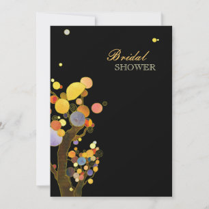 Whimsical Trees Elegant Black Bridal Shower Invitation