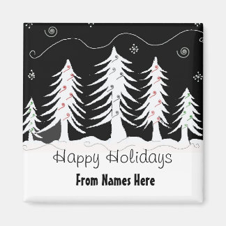 Whimsical Trees in Black and White Magnet