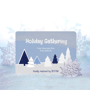 Whimsical Trees in Winter Foil Invitation