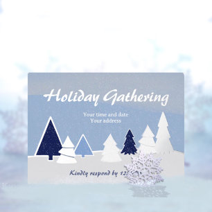 Whimsical Trees in Winter Foil Invitation