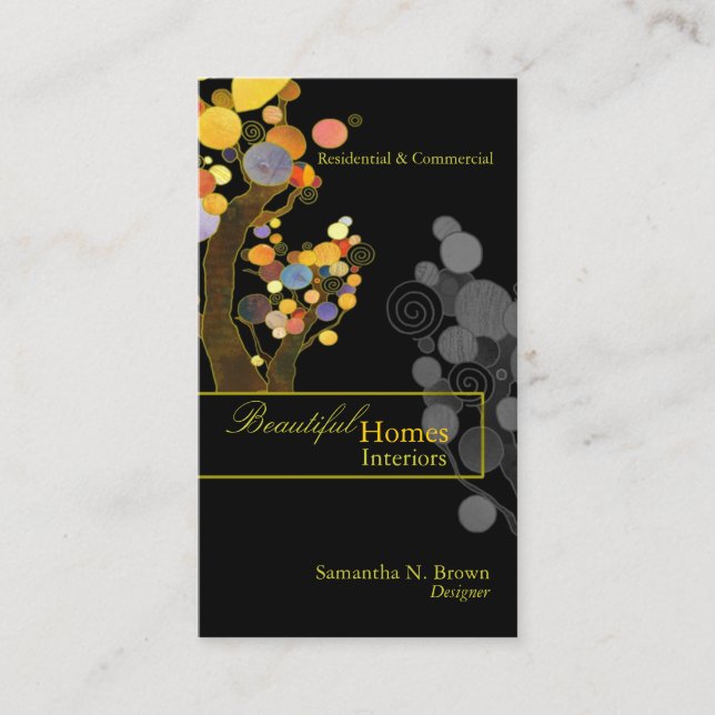 Whimsical Trees Interior Design Business Card (Front)