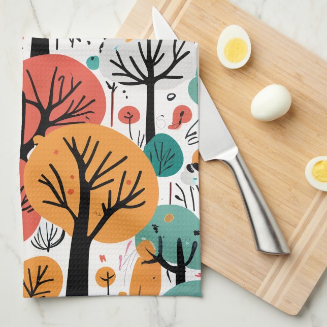 Whimsical Trees Kitchen Towel (Quarter Fold)