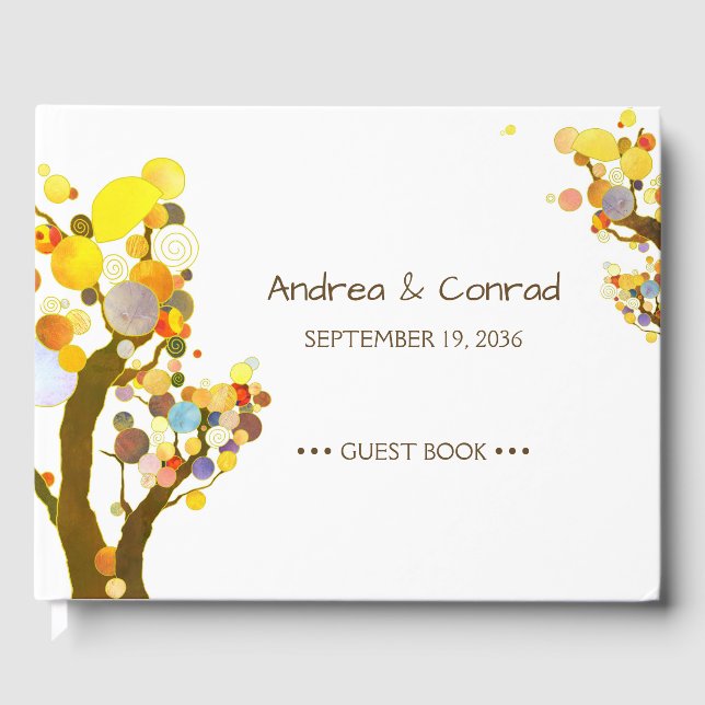 Whimsical Trees Outdoor Wedding Guest Book (Front)