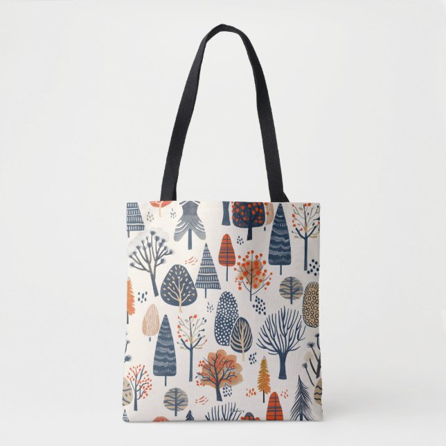 Whimsical Trees Pattern Tote Bag (Front)