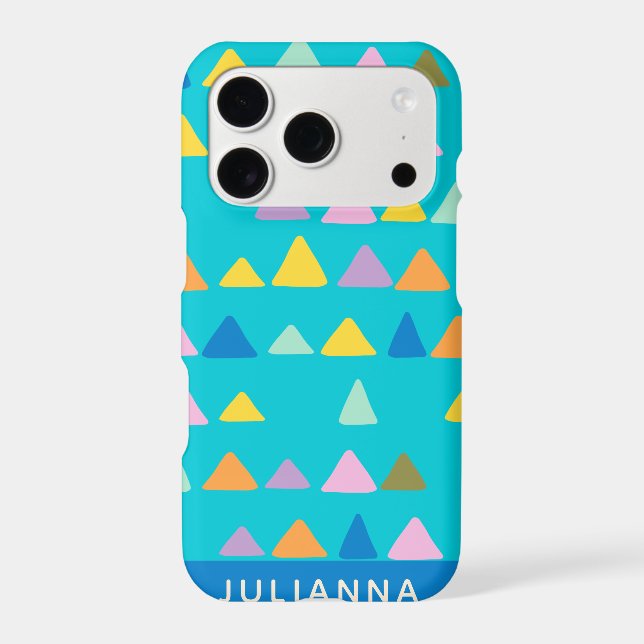 Whimsical Triangle Pattern Turquoise Personalized (Back)