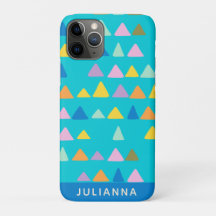 Whimsical Triangle Pattern Turquoise Personalized