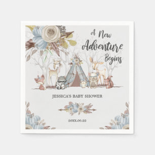 Whimsical Tribal Woodland Animals Boy Baby Shower Napkin