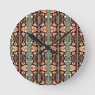 whimsical trippy mushroom lovers  round clock