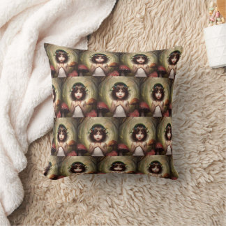 whimsical trippy mushroom lovers  throw pillow