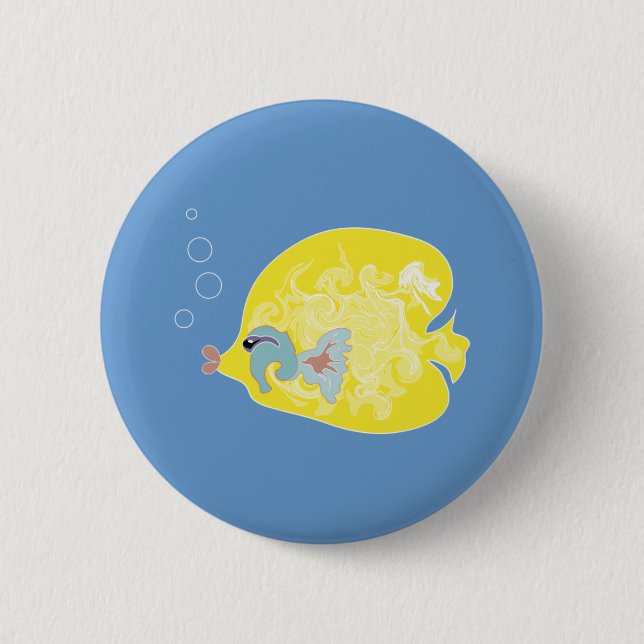 Whimsical Tropical Fish Ocean Art 2 Inch Round Button (Front)