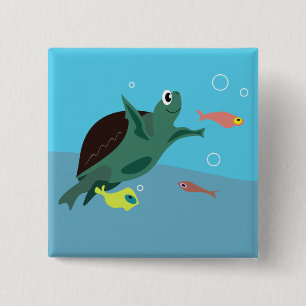 Whimsical Tropical Fish Ocean Art 2 Inch Square Button