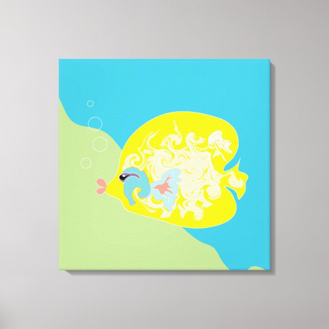 Whimsical Tropical Fish Ocean Art Canvas Print (Front)