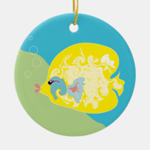 Whimsical Tropical Fish Ocean Art Ceramic Ornament