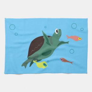 Whimsical Tropical Fish Ocean Art Kitchen Towel