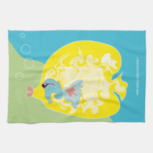 Whimsical Tropical Fish Ocean Art Kitchen Towel