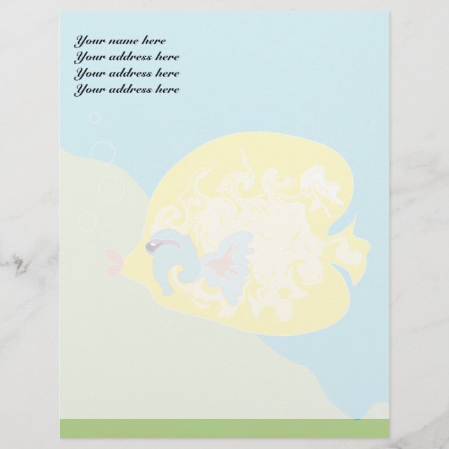 Whimsical Tropical Fish Ocean Art Letterhead (Front)