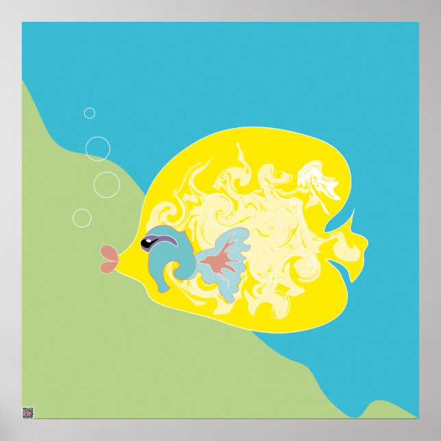 Whimsical Tropical Fish Ocean Art Poster (Front)